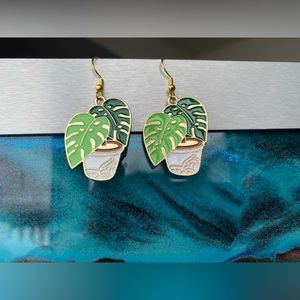 Stainless Steel Enamel Potted Plant Earrings
